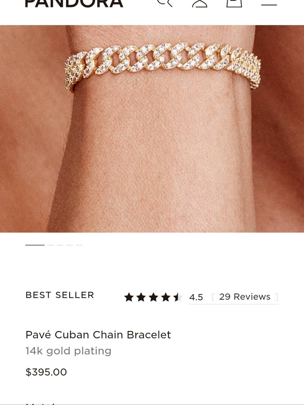 Pandora Pave Curb Bracelet 7inch Gold Plated